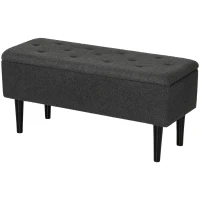 HOMCOM 57L Teddy Fleece Storage Ottoman - Dark Grey(m-11)
