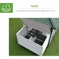 PawHut Pollaio da Giardino Prefabbricato in Legno 196x76x97cm, Bianco e Verde(m-6)