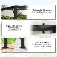 Outsunny 4 x 3 m Pergola, with Sliding Canopy - Cream(m-6)