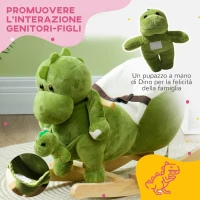 AIYAPLAY Cavallo a Dondolo per Bambini 18-36 Mesi a Dinosauro con Suoni e Rivestimento Morbido, Verde(m-5)