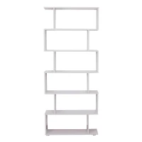 Homcom Bibliothèque Étagère Zig Zag en Bois Blanc 80 x 25 x 192 cm(m-6)