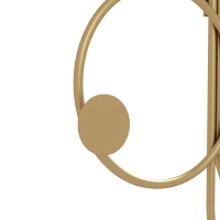 HOMCOM Metal Wall Mirror Decor with Coat Hooks, Modern Decorative Wall Art for Living Room Bedroom, Gold Tone(m-8)