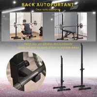 HOMCOM Support de musculation entrainement pour barre longue haltère charge max. 150 Kg(m-8)