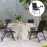 Outsunny Set of Four Folding Outdoor Chairs - Black(m-7)