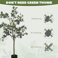 HOMCOM Set of 2 Decorative Artificial Tree, 4ft/ 120cm Silk Eucalyptus Trees with 230 Silver Dollar Leaves in Pot, Fake Plants for Home, Office, Living Room, Indoor Decor(m-7)