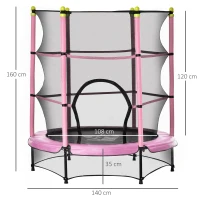 HOMCOM 4.6FT Kids Trampoline, Indoor Outdoor Toddler Trampoline, with Safety Enclosure, Springless design - Pink(m-3)