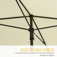 Outsunny Ombrellone da Giardino Rettangolare 2x1.3 m con Inclinazione Regolabile e Palo in Alluminio, Beige e Nero(m-7)