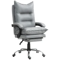 Vinsetto Fauteuil de bureau ergonomique chaise de bureau repose-pied dossier inclinable polyuréthane 66 x 72 x 122-130 cm gris clair(m-1)