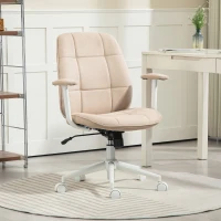 HOMCOM Chaise bureau fauteuil de bureau avec hauteur réglable, fonction à bascule, roulettes pivotantes, charge 120 Kg, beige(m-2)