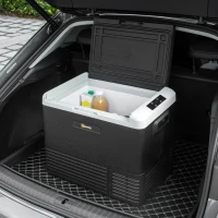 Outsunny 50L Car Refrigerator, Portable Compressor Car Fridge Freezer, Electric Cooler Box with 12/24V DC and 110-240V AC for Camping, Driving, Picnic, Down to -20℃(m-13)