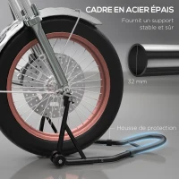 HOMCOM Support pour moto, béquille avant pour moto avec bras oscillant en U et en L, support universel pour atelier, noir(m-6)