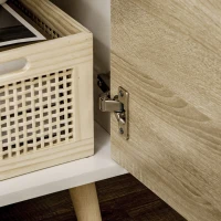 HOMCOM Mobile TV Moderno max 50" in Truciolato con Cassetti, Ripiani Aperti e Armadietti, 110x40x50 cm, Bianco e Colore Legno(m-9)