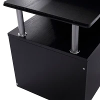 HOMCOM Mesa de Escritorio con 6 Estantes Cajón Bandeja de Teclado y Soportes para Monitor Impresora 152x60x88 cm Negro(m-9)