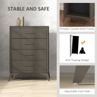 HOMCOM Velvet-Feel Chest of Four Drawers - Brown(m-6)