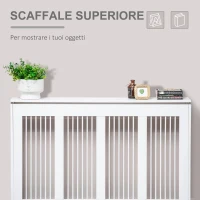 HOMCOM Copritermosifone a Doghe Moderno ed Elegante per la Casa, in MDF e Acciaio, 120x18x84cm, Bianco(m-4)