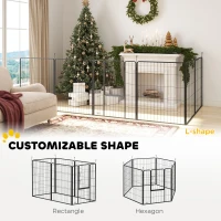 PawHut 6 Panels Dog Playpen, Portable Detachable Puppy Pen with Door, for Large Dogs, 100cm High, Black(m-4)