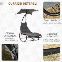 Outsunny Lettino a Dondolo da Giardino Sdraio Prendisole per Esterno Grigia(m-6)