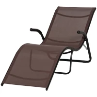 Outsunny Outdoor Folding Sun Lounger, Chaise Lounge Chair, Reclining Garden for Beach, Poolside and Patio, Dark Brown(m-11)