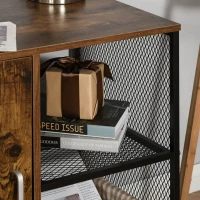 HOMCOM Support d'imprimante - caisson organiseur bureau - placard porte, 2 niches, grand plateau - panneaux particules coloris boisé métal noir(m-7)