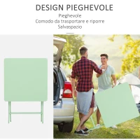 Outsunny Set Tavolo e Sedie da Giardino ed Esterno in Metallo Verde, Set da 3 Pezzi Pieghevole e Salvaspazio(m-5)