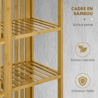 HOMCOM Armoire en bambou avec 2 portes coulissantes, étagères et tringle, grande armoire pour la chambre, 145 x 35 x 165cm(m-4)