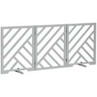PawHut Foldable Wooden Pet Gate, with Three Panels - Grey(m-11)