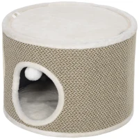 PawHut Tour griffer chat tonneau griffoir chat avec sisal pour gratter dessus en peluche coussins amovibles Ø 40 x 30 cm café(m-1)