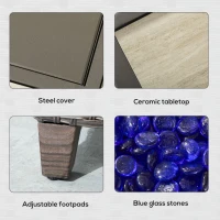 Outsunny 5-Piece Rattan Patio Furniture Set with Gas Fire Pit Table, Loveseat Sofa, Armchairs, Cushions, Pillows, Dark Brown(m-8)