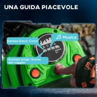 HOMCOM Moto Elettrica per Bambini con Acceleratore Manuale, 2 Velocità 8-16km/h, Età 8-12 Anni, Verde(m-7)
