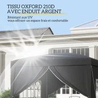 Outsunny Tonnelle tente de réception barnum pop-up pliant 3 x 3 m 4 parois amovibles + sac de transport noir(m-5)
