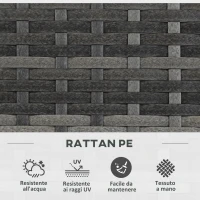 Outsunny Fioriera con Grigliato per Rampicanti con 2 Vasi in Acciaio e Rattan PE, 57x30x107cm, Grigio(m-7)