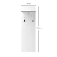 HOMCOM Porte-manteau mural meuble d'entrée avec étagère, 2 crochets et barre en aluminium, pour entrée, couloir, chambre(m-3)