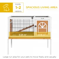PawHut Wooden Rabbit Hutch, Guinea Pig Cage, with Removable Tray, Openable Roof(m-4)