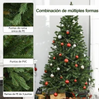 HOMCOM Árbol de Navidad Ø105x210 cm Artificial con 934 Ramas PE Tridente y PVC Individual y Base Plegable Árbol Navideño Decorativo Exteriores Interiores Verde(m-6)