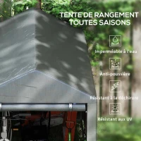 Outsunny Abri de jardin tente de stockage portable avec cadre en métal galvanisé et grande porte, 1,2 x 1,8 m(m-4)