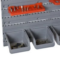 DURHAND 44 Piece Wall Mounted Tool Rack Organiser Storage Bins and Panel Set with Shelf Hook Screws Accessories Red(m-8)