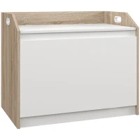 HOMCOM 60 x 35.5cm Storage Ottoman Box, with Top Seat - White(m-1)