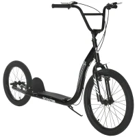 HOMCOM Monopattino per Bambini 5+ Anni, Altezza Regolabile e Doppio Freno, 156x68x101-108cm, Nero(m-1)