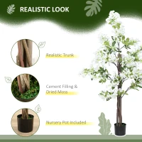 HOMCOM Artificial Plants Honeysuckle Flower in Pot Fake Plants with Curved Boots for Indoor 15x15x150cm White(m-4)