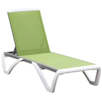 Outsunny Aluminium Frame Sun Lounger, with Adjustable Back - Green(m-11)