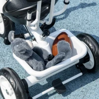 HOMCOM Triciclo para Bebés de +12 Meses con Toldo Plegable Mango de Empuje Telescópico y Desmontable y Portabotellas Blanco(m-8)