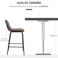 HOMCOM Juego de 2 Taburetes Altos de Cocina Tapizado Microfibra Taburetes de Bar Estilo Moderno 48,5x53,5x96 cm Negro(m-7)