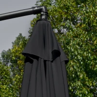 Outsunny 2.7m Garden Banana Parasol Cantilever Umbrella with Crank Handle and Cross Base for Outdoor, Hanging Sun Shade, Black(m-9)