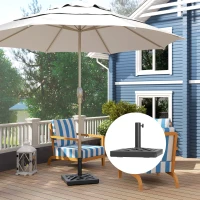 Outsunny Garden Parasol Base, 15kg HDPE Outdoor Umbrella Stand Parasol Stand with Cut-Out Design, Sun Umbrella Base for 32, 38, 48 mm Poles, Black(m-2)