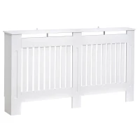 HOMCOM Slatted Radiator Cover Painted Cabinet MDF Lined Grill in White (152L x 19W x 81H cm)(m-11)