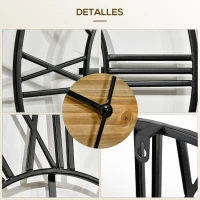 HOMCOM Reloj de Pared Silencioso de Ø60cm Reloj de Pared de Metal y Madera con Números Romanos sin Tictac Estilo Vintage(m-4)