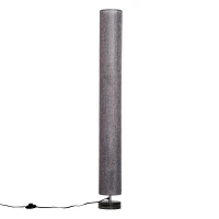 HOMCOM Lampe lampadaire colonne sur pied abat-jour lin circulaire double lumière tamisée 40 W dim. Ø 15 x 120H cm gris chiné(m-4)