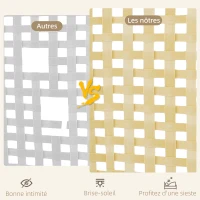 HOMCOM Paravent interieur en bois 4 panneaux 170 x 160 cm pliable et portable, motif tissé à la main, bois naturel(m-5)