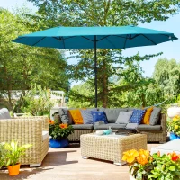 Outsunny 4.6m Double Garden Parasol - Sky Blue(m-2)