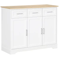 HOMCOM Credenza Moderna  a 3 Cassetti e 3 Ante in MDF e Truciolato con Ripiano Regolabile, 101x39x82 cm, Bianco(m-1)